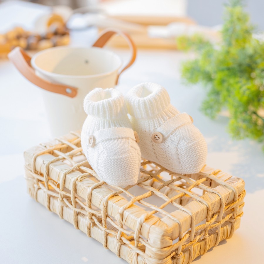 Sapatinho de linha Botão Branco Plix